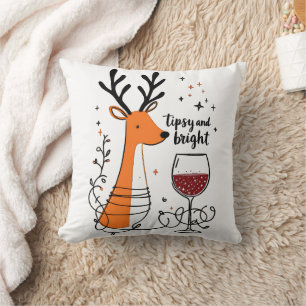 Coussin Renne ivre et lumineux