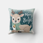 Coussin Renne Merry & Bright pour Noël (Verso)