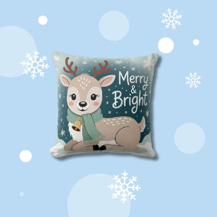 Coussin Renne Merry & Bright pour Noël