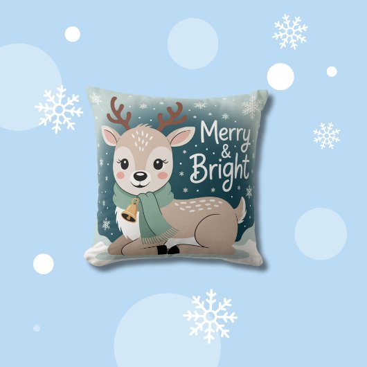 Coussin Renne Merry & Bright pour Noël