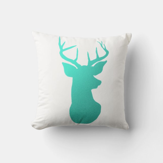 Coussin Renne/nature bleus turquoises modernes d'Antler (Recto)