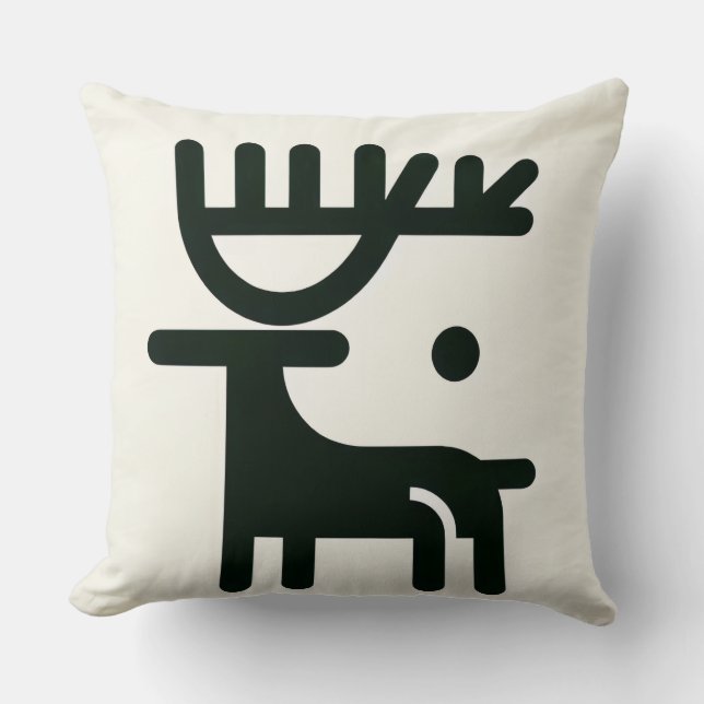 Coussin Renne nordique minimaliste  (Recto)