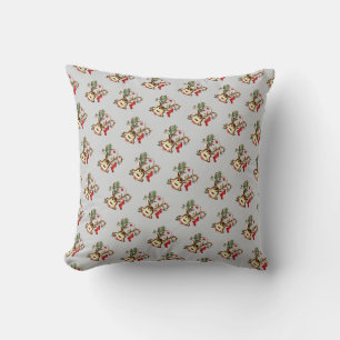 Coussin Renne souriant décoré d'ornement de Noël