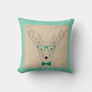 Coussin Rennes de rennes hipster wapiti avec lunettes Noël