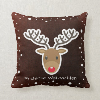 Coussin Renouveau Et Neige Sur Red Fröhliche Weihnachten
