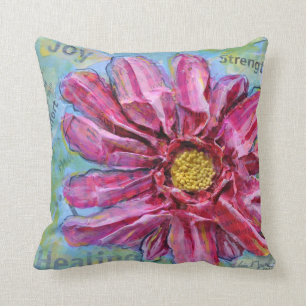 Coussin renversant d'un Zinnia rose dans 3D