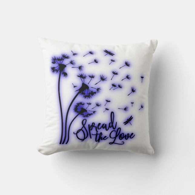 Coussin Répandre Les Dandelions Amoureux et les libellules (Recto)