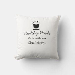 Coussin Repas sains avec amour ajoutez nom restaurant lieu