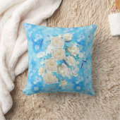 Coussin Répéter bleu ciel pâle - blanc Roses d'aquarelle (Couverture)