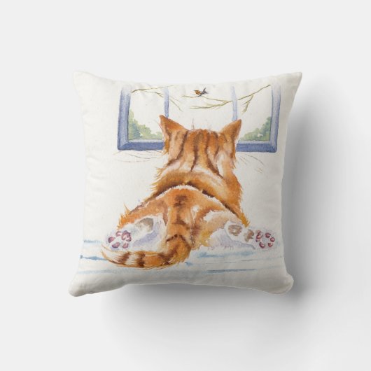 Coussin Repos Oiseau de chats de gingembre (Verso)