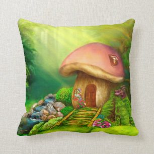 Coussin Reposez 16" x 16" maison de champignon