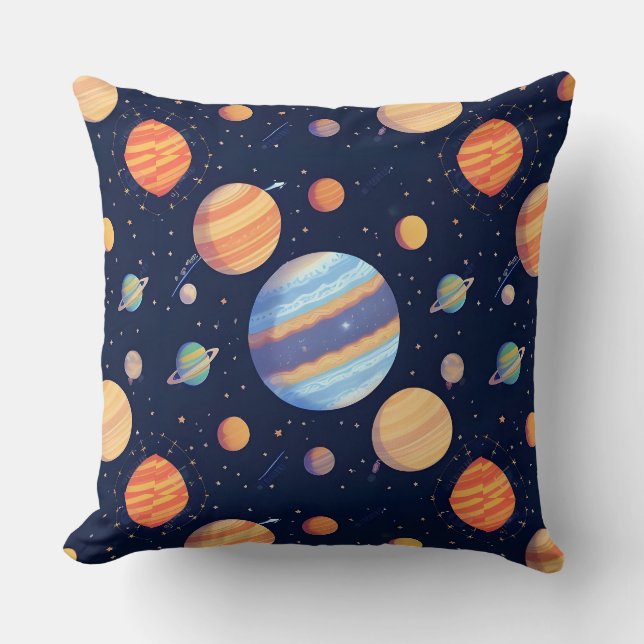 Coussin Représentation artistique colorée des planètes et  (Recto)