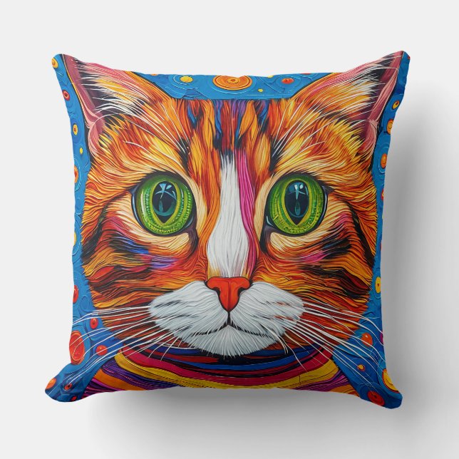 Coussin Représentation colorée du visage d'un chat (Recto)