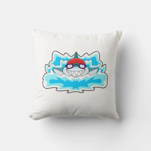 Coussin Requin à nager avec lunettes de natation