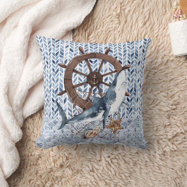 Coussin Requin avec volant et filet de pêche (Couverture)