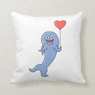 Coussin Requin heureux avec le ballon en forme de coeur