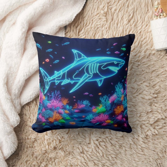 Coussin Requin néon coloré (Couverture)