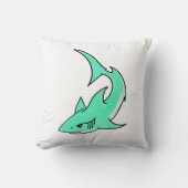 Coussin requin souriant de dessin animé bleu vert océan an (Recto)