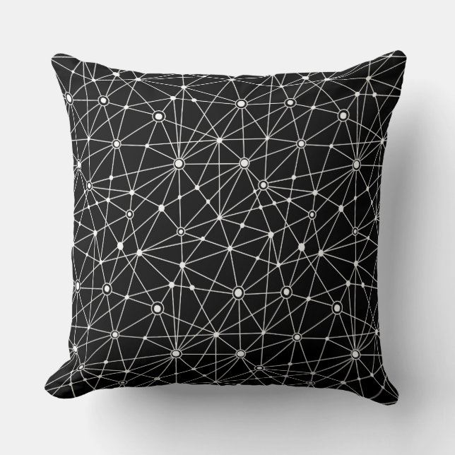 Coussin Réseau 010316 - Blanc sur noir (Recto)