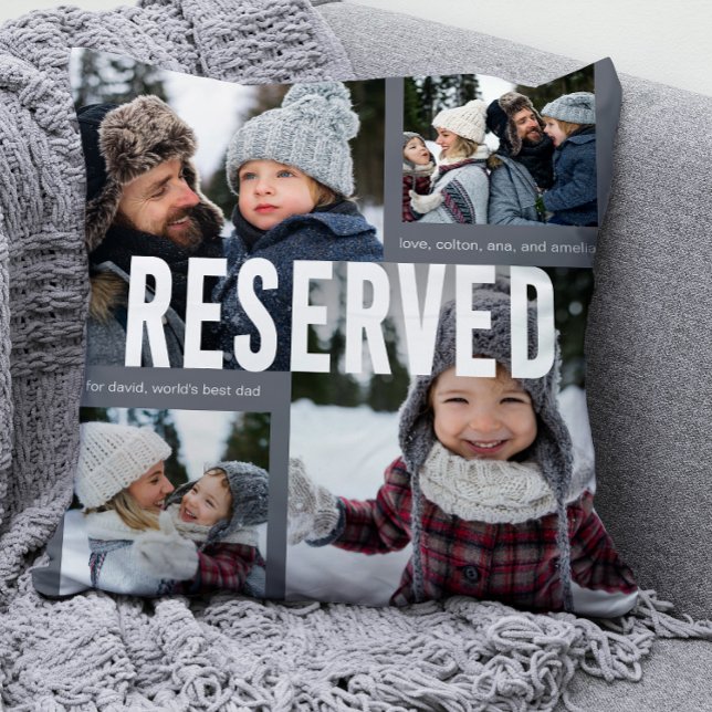 Coussin Réservé pour le meilleur papa du monde Photo Colla (Créateur téléchargé)