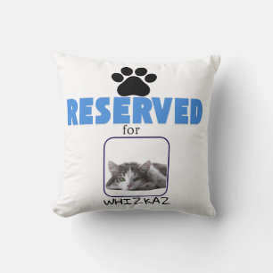 Coussin "Réservé pour [Nom de l'animal]" avec empreinte de
