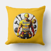 Coussin Respect the Hustle Construction Worker Design – La (Recto)