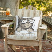 Coussin Respectez le chat – Illustration de chat à lunette (Chaise)