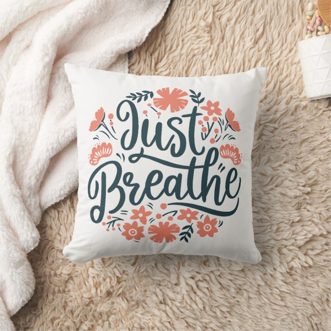 Coussin Respire juste la méditation yoga citant le boho fl (Couverture)