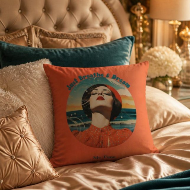 Coussin Respirez et rêvez simplement Rétro Moi Temps (Créateur téléchargé)