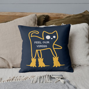 Coussin Ressentez Nos Vibes Drôle Chats Cute Cool Personna