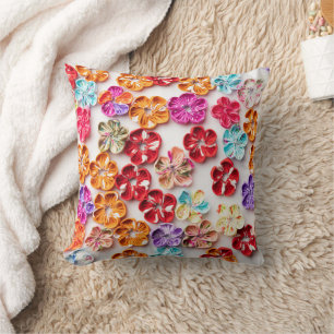 Coussin Ressort tissu cousu artisanal Fleurs Multicolor