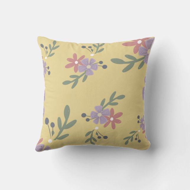 Coussin Ressorts floraux simples sur jaune (Verso)