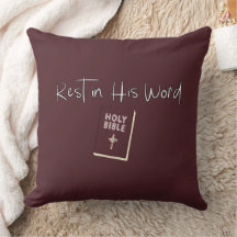 Rest in His Word- Faith-Filled Throw Pillow