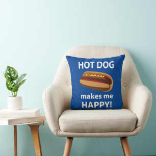 Coussin Restaurant de BBQ Hot Dog Makes Me Happy
