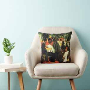 Coussin Restaurant de jardin par August Macke. Art ancien
