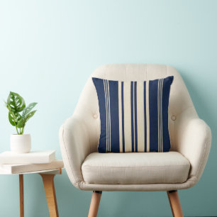 Coussin Restauration Ivoire Bleu Nuit Aspect Tissage Vinta
