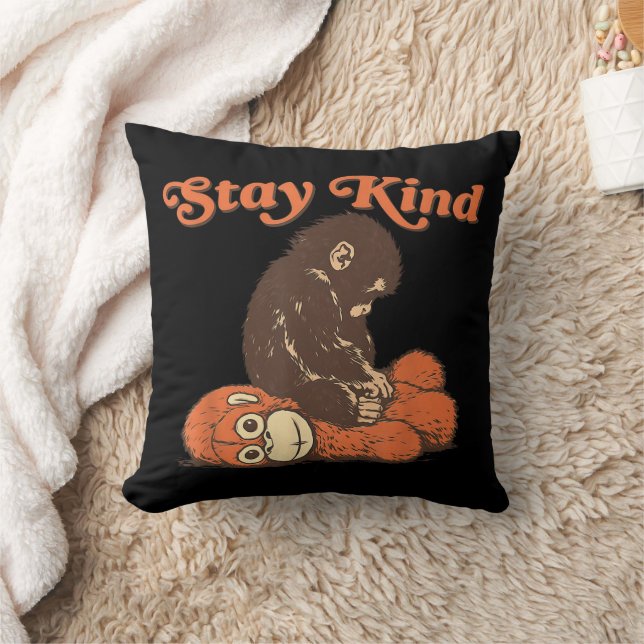 Coussin Reste gentil bébé singe punch peluche mignonDrôle  (Couverture)