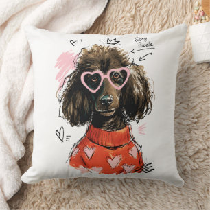 Coussin Reste Poodle Chien avec Lunettes de soleil en form