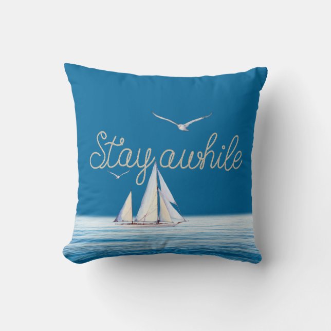 Coussin Restez à la corde avec Sailboat (Recto)
