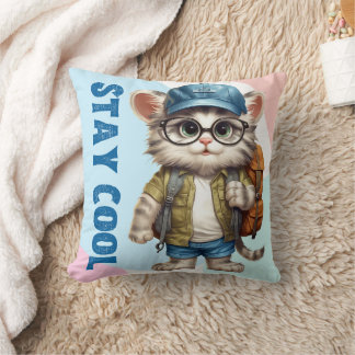 Coussin Restez Cool Chat Portant Des Lunettes Casquette Re