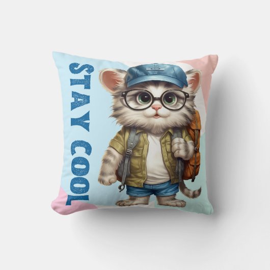 Coussin Restez Cool Chat Portant Des Lunettes Casquette Re (Recto)