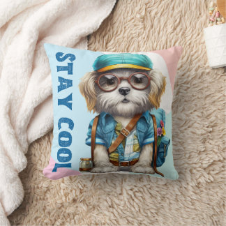 Coussin Restez Cool Chien Portant Des Lunettes Casquette R