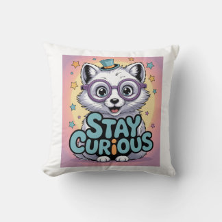 Coussin Restez Curieux – Renard de Dessin Animé Mignon ave