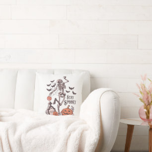 Coussin Restez Éffrayant Skeleton et Jack-O' Lantern Hallo