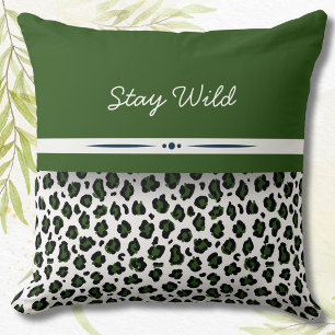 Coussin Restez Empreintes de léopard sauvages Jungle Green