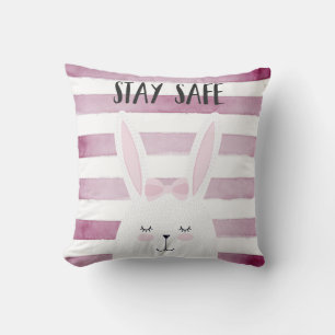 Coussin Restez en sécurité Citation amusante lapin dans le