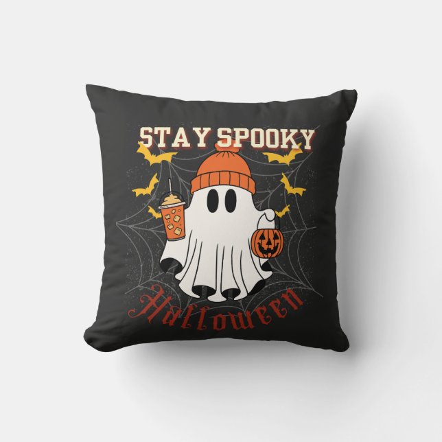 Coussin Restez Fantomatique Fantôme Halloween  (Recto)
