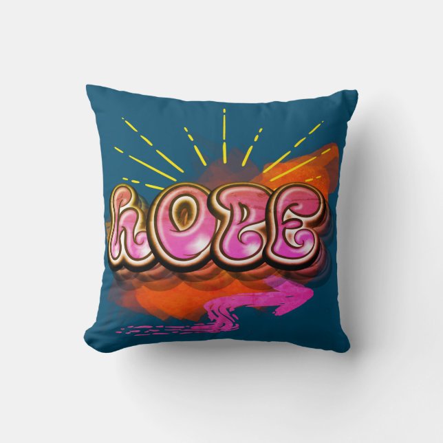 Coussin Restez inspiré Graffiti HOPE Graphisme (Recto)