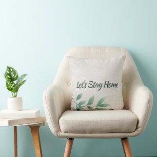 Coussin Restons à la maison Aquarelle Eucalyptus
