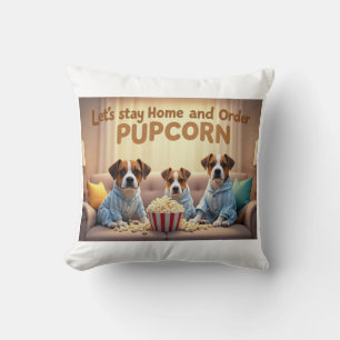 Coussin Restons à la maison et commandons des chiens de de